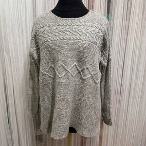 Bass Women’s Cable Knit Sweater Gray Cotton Wool Blend Pullover Size XS